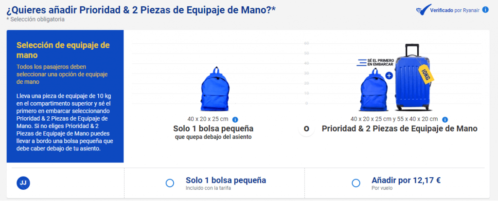 medidas equipaje ryanair-Añadir Prioridad